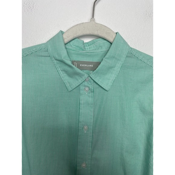 Everlane Size 4 Button Down Pinstripe Shirt Mint Green Oversized Cotton NWT - Picture 3 of 10